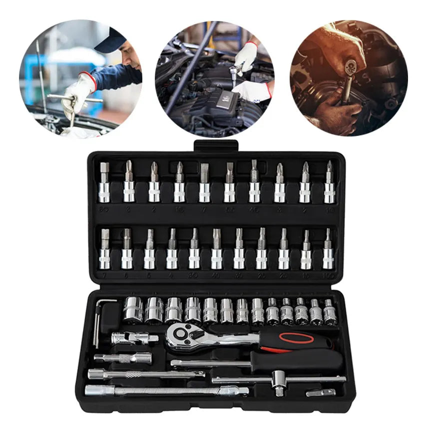 🧰 Caja de Llaves de Tubo 46 Piezas 🔧 – Kit Completo, Duradero y Listo para Cualquier Trabajo